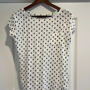 LOFT White and black polkadot sweater tshirt, medium